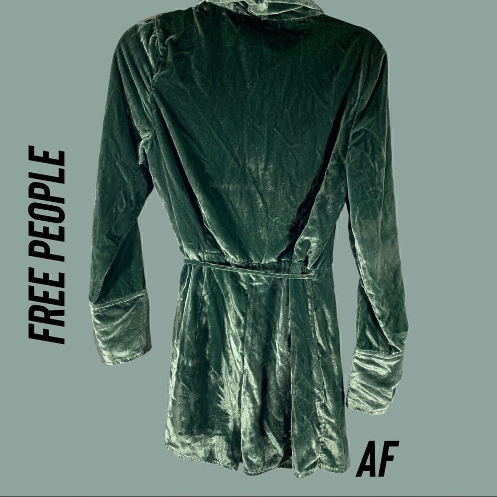 FREE PEOPLE VIOLA VELVET ROMPER DARK GREEN NEW SMALL - Picture 5 of 6